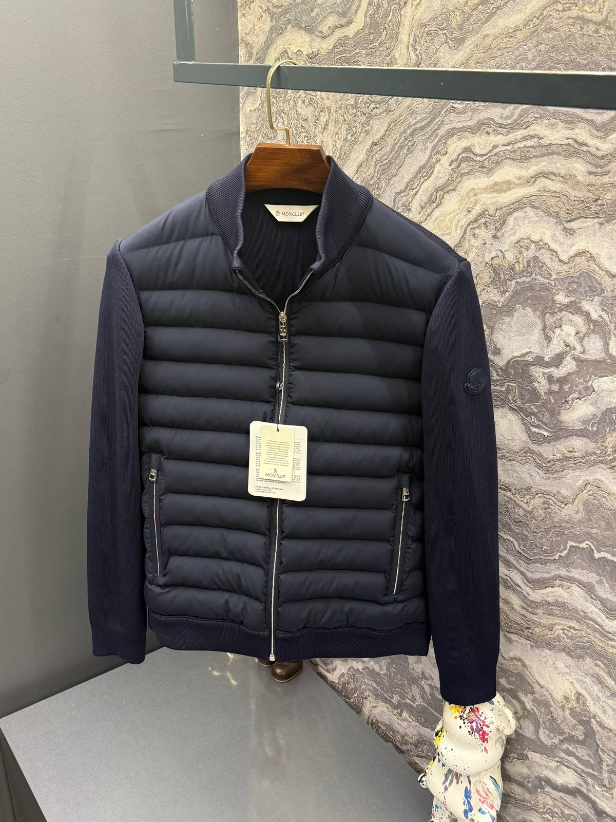 Moncler Navy Blue Quilted Knit Jacket