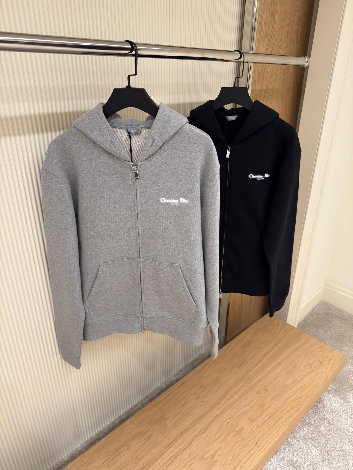 Christian Dior Grey Logo Zip-Up Hoodie