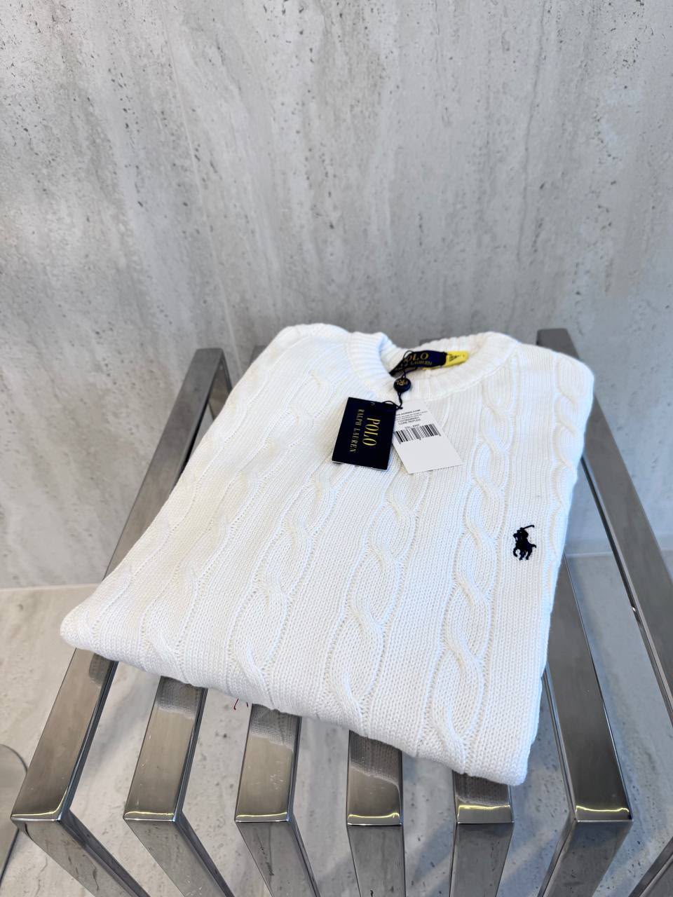 Polo Ralph Lauren White Cable-Knit Sweater