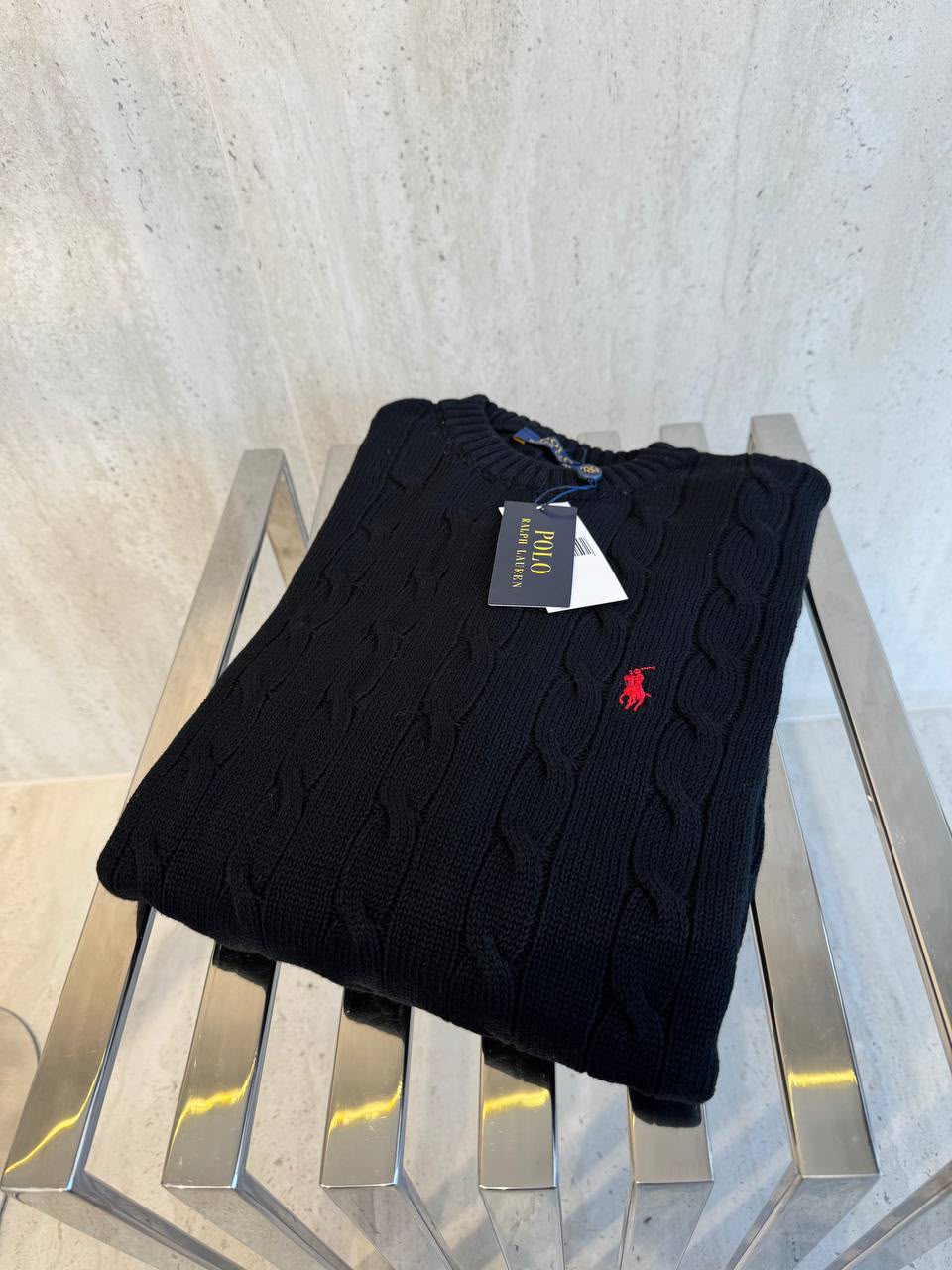Polo Ralph Lauren Black Cable-Knit Sweater