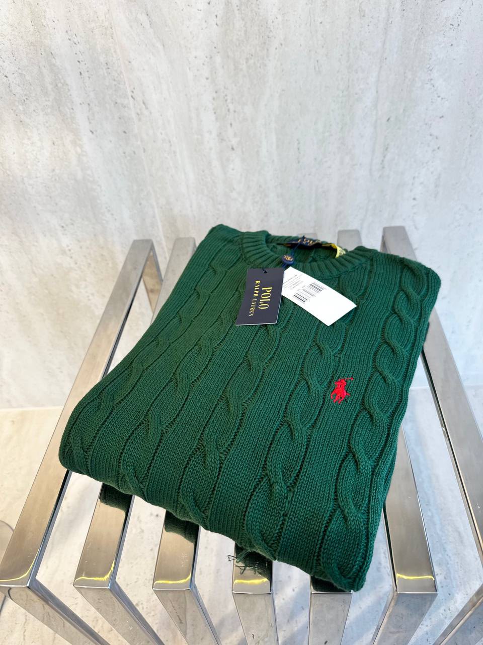 Polo Ralph Lauren Green Cable-Knit Sweater