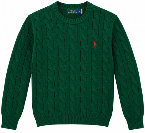 Polo Ralph Lauren Green Cable-Knit Sweater