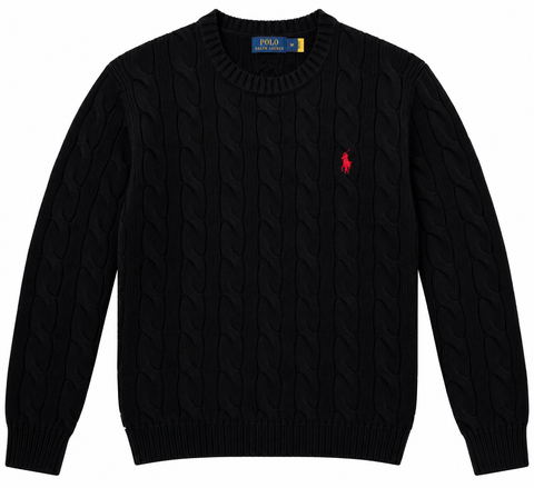 Polo Ralph Lauren Black Cable-Knit Sweater