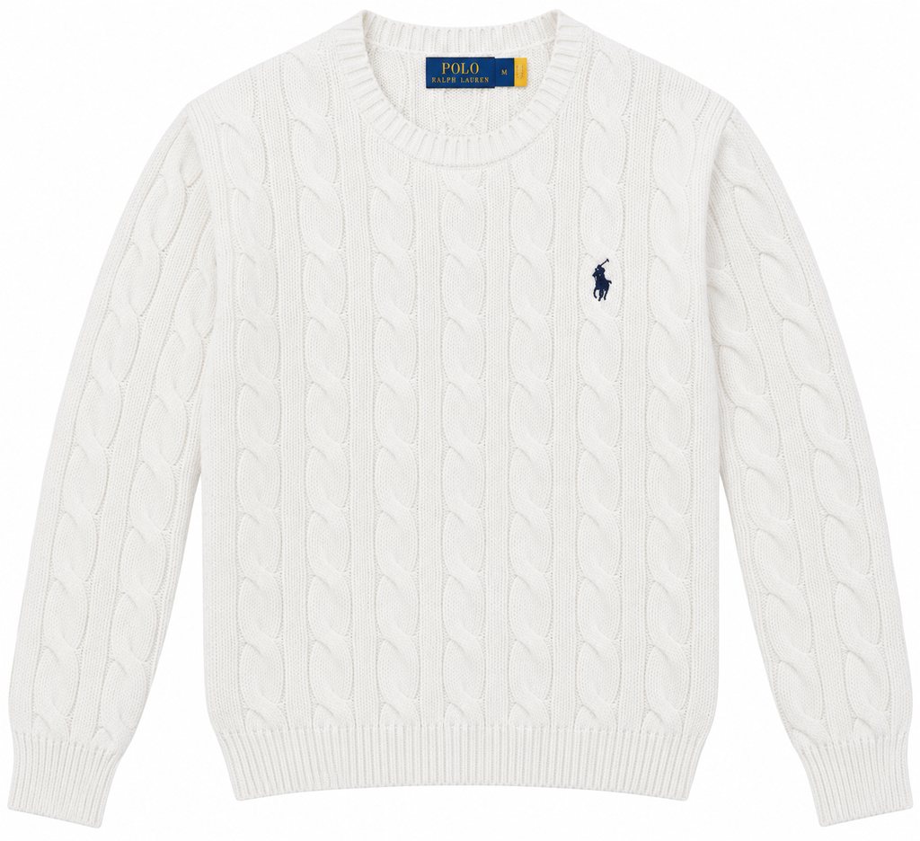 Polo Ralph Lauren White Cable-Knit Sweater