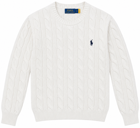 Polo Ralph Lauren White Cable-Knit Sweater