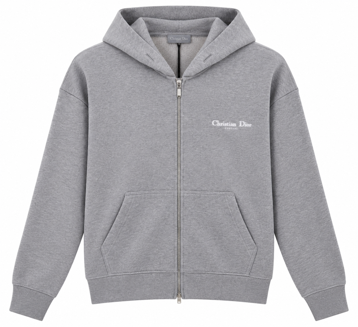 Christian Dior Grey Logo Zip-Up Hoodie