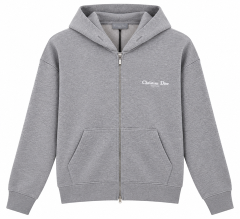 Christian Dior Grey Logo Zip-Up Hoodie