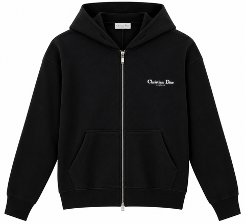 Christian Dior Black Logo Zip-Up Hoodie