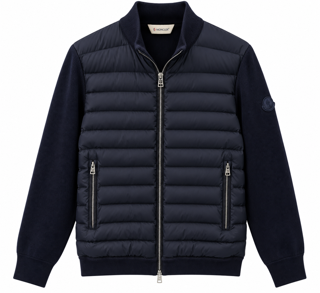Moncler Navy Blue Quilted Knit Jacket