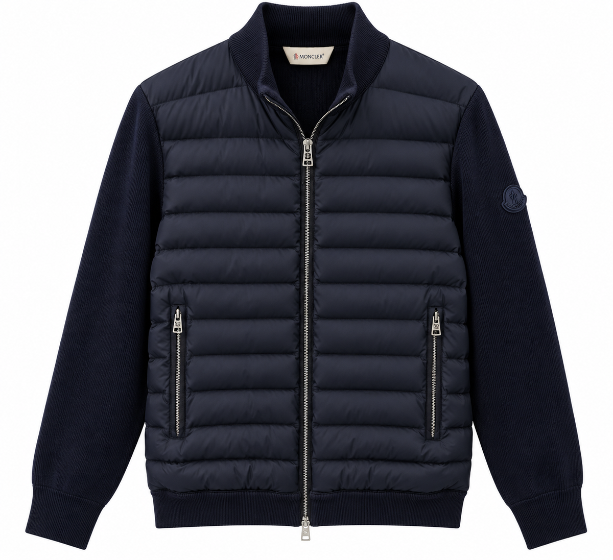 Moncler Navy Blue Quilted Knit Jacket