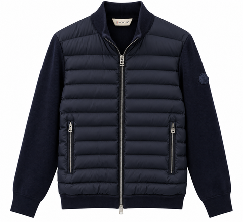 Moncler Navy Blue Quilted Knit Jacket