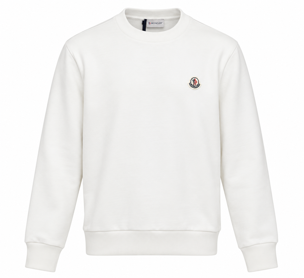 Moncler White Logo Patch Crewneck Sweatshirt
