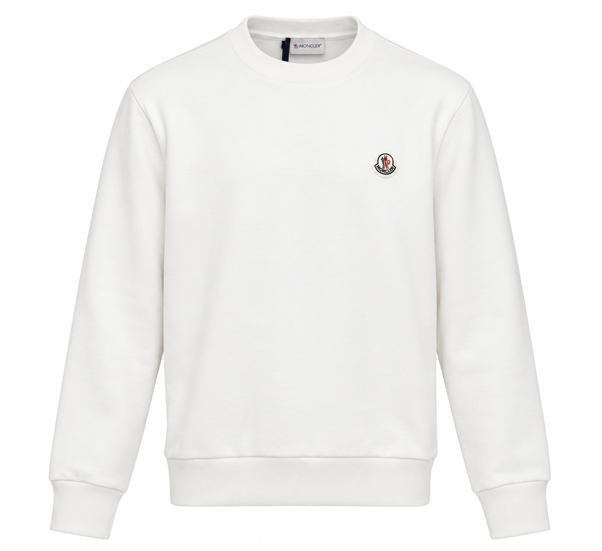 Moncler White Logo Patch Crewneck Sweatshirt