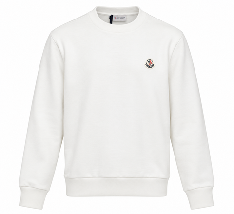 Moncler White Logo Patch Crewneck Sweatshirt