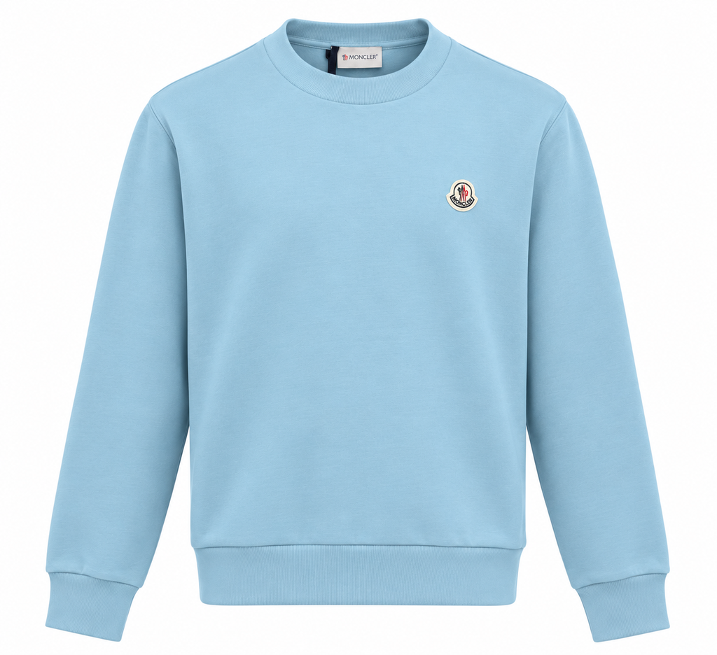 Moncler Light Blue Logo Patch Crewneck Sweatshirt