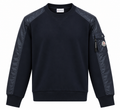 Moncler Navy Blue Nylon Panel Crewneck Sweatshirt