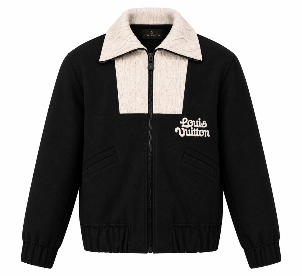 Louis Vuitton Black & Cream Zip-Up Jacket
