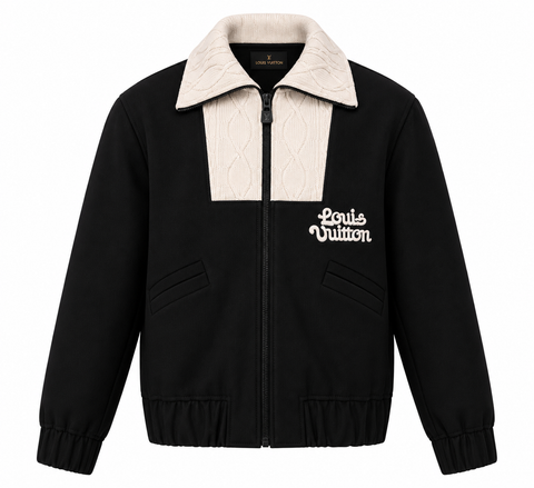 Louis Vuitton Black & Cream Zip-Up Jacket