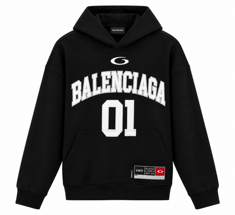 Balenciaga Black Varsity Logo Hoodie