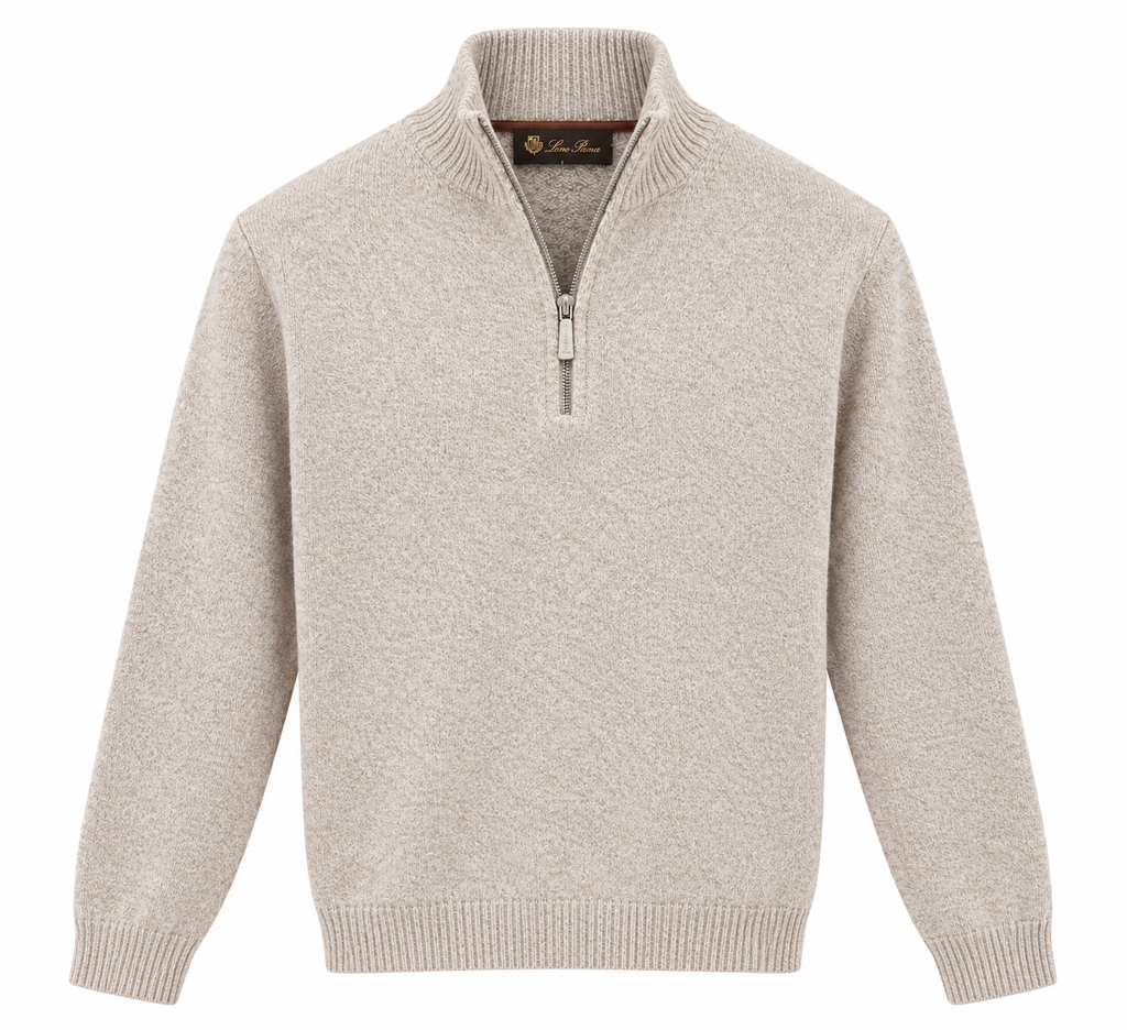 Loro Piana Light Beige Half-Zip Sweater