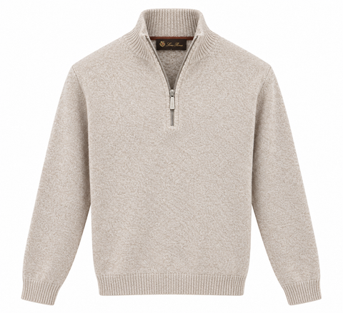 Loro Piana Light Beige Half-Zip Sweater