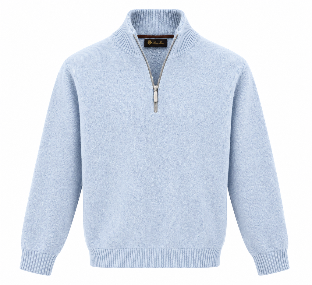 Loro Piana Light Blue Half-Zip Sweater