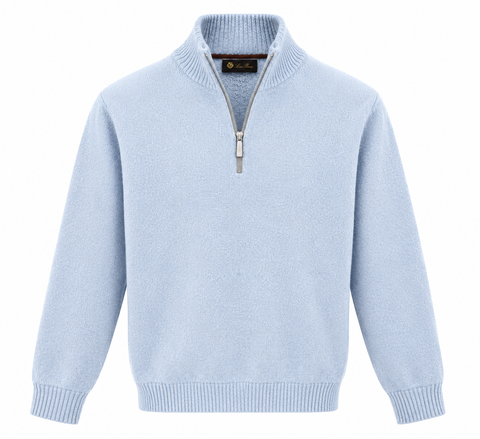 Loro Piana Light Blue Half-Zip Sweater
