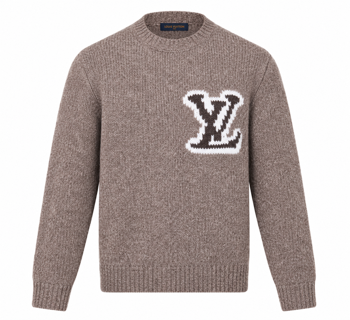Louis Vuitton LV Intarsia Crewneck Sweater – Taupe Brown