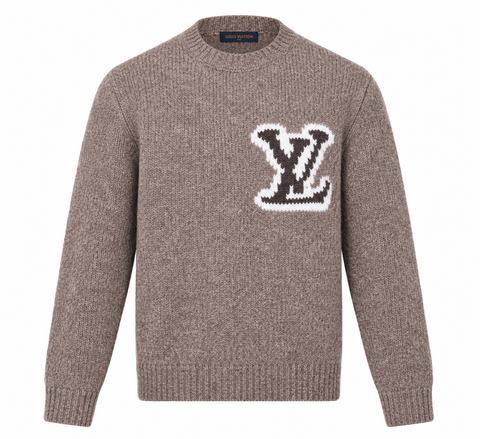 Louis Vuitton LV Intarsia Crewneck Sweater – Taupe Brown