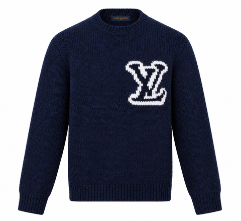 Louis Vuitton LV Intarsia Crewneck Sweater – Navy Blue