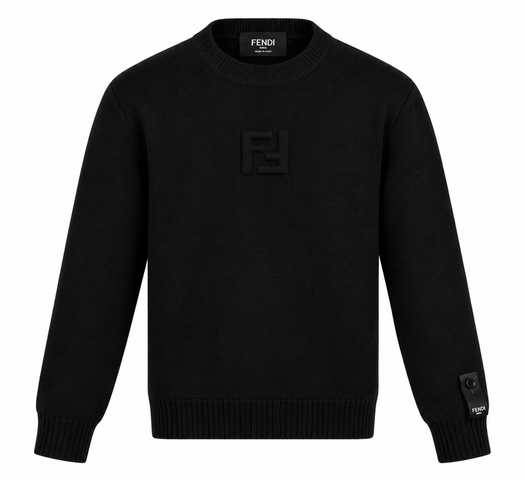 Fendi Black Tonal FF Logo Knit Sweater