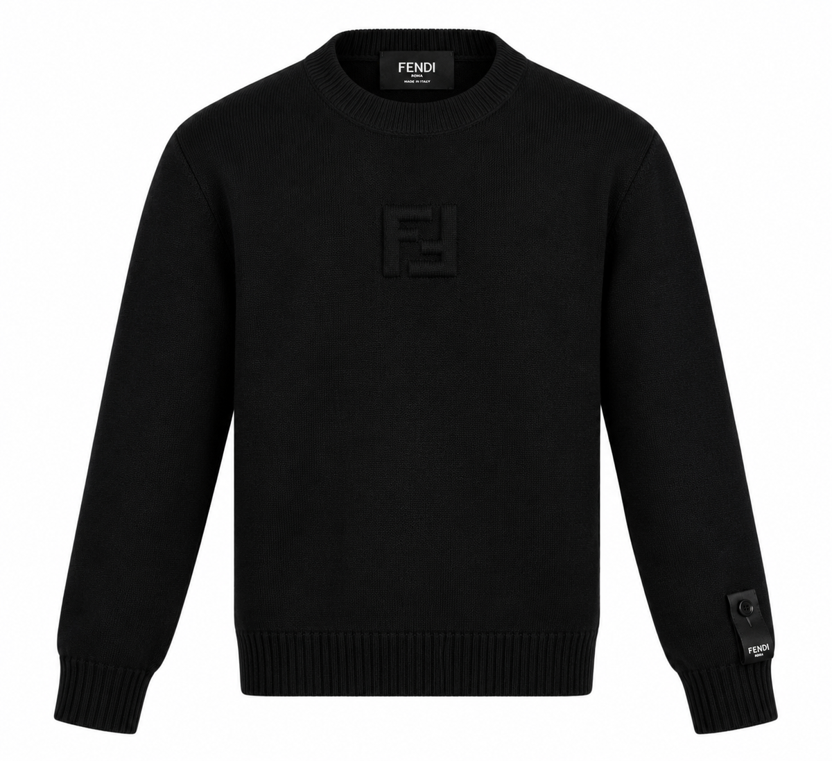 Fendi Black Tonal FF Logo Knit Sweater