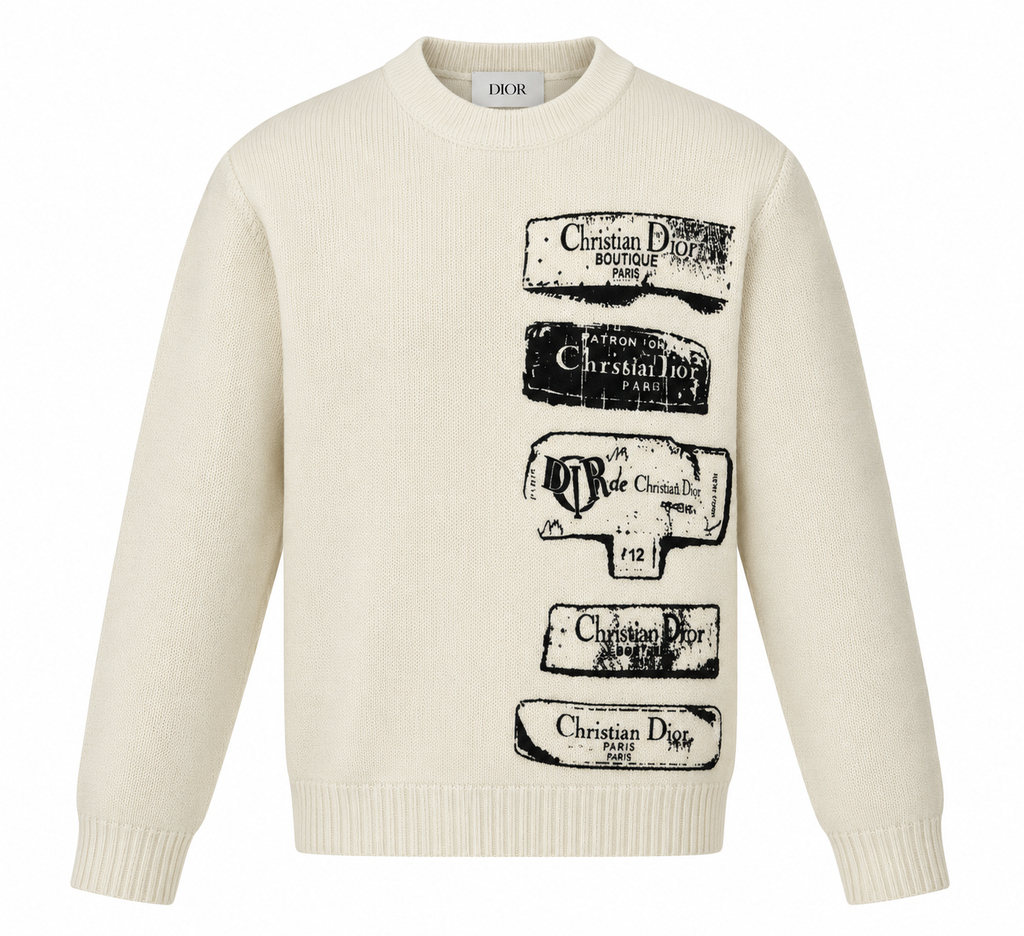 Dior Christian Dior Graphic Knit Sweater – Cream