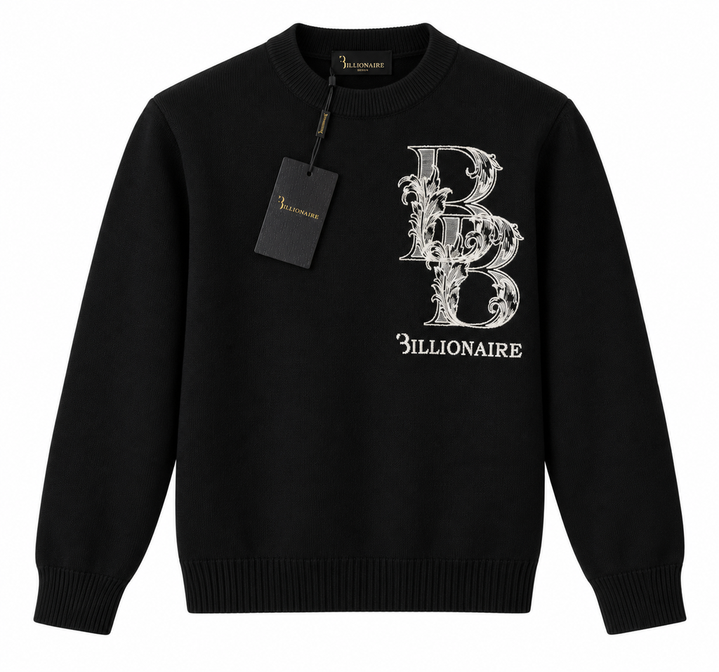 Billionaire Ornate Logo Knit Sweater – Black