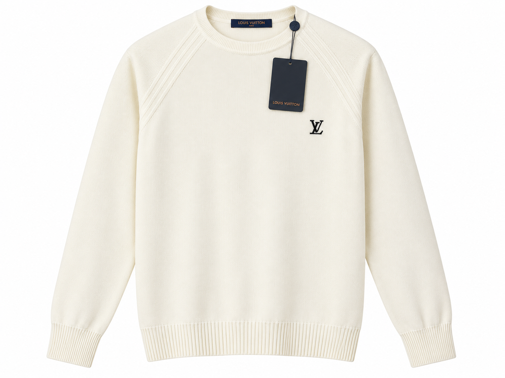 Louis Vuitton LV Logo Raglan Knit Sweater – Ivory