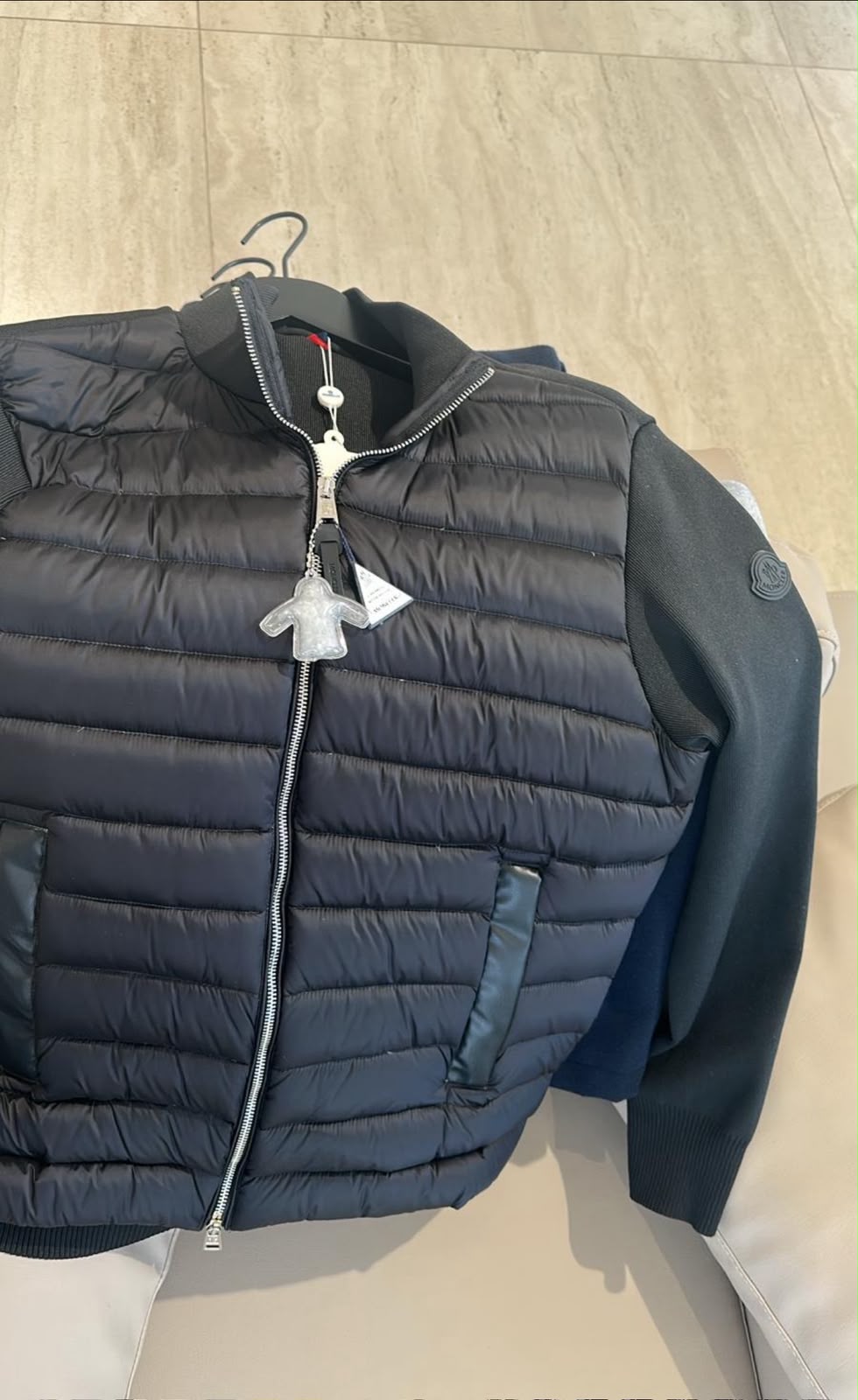 Moncler Black Quilted Knit-Sleeve Jacket