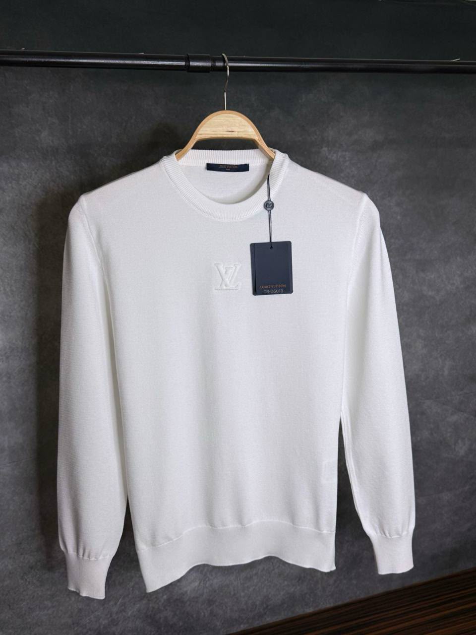 Louis Vuitton White Embossed LV Crewneck Sweater