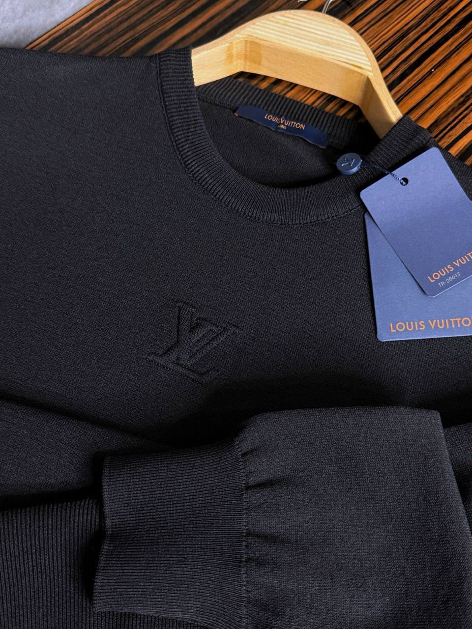 Louis Vuitton Black Tonal LV Crewneck Sweater