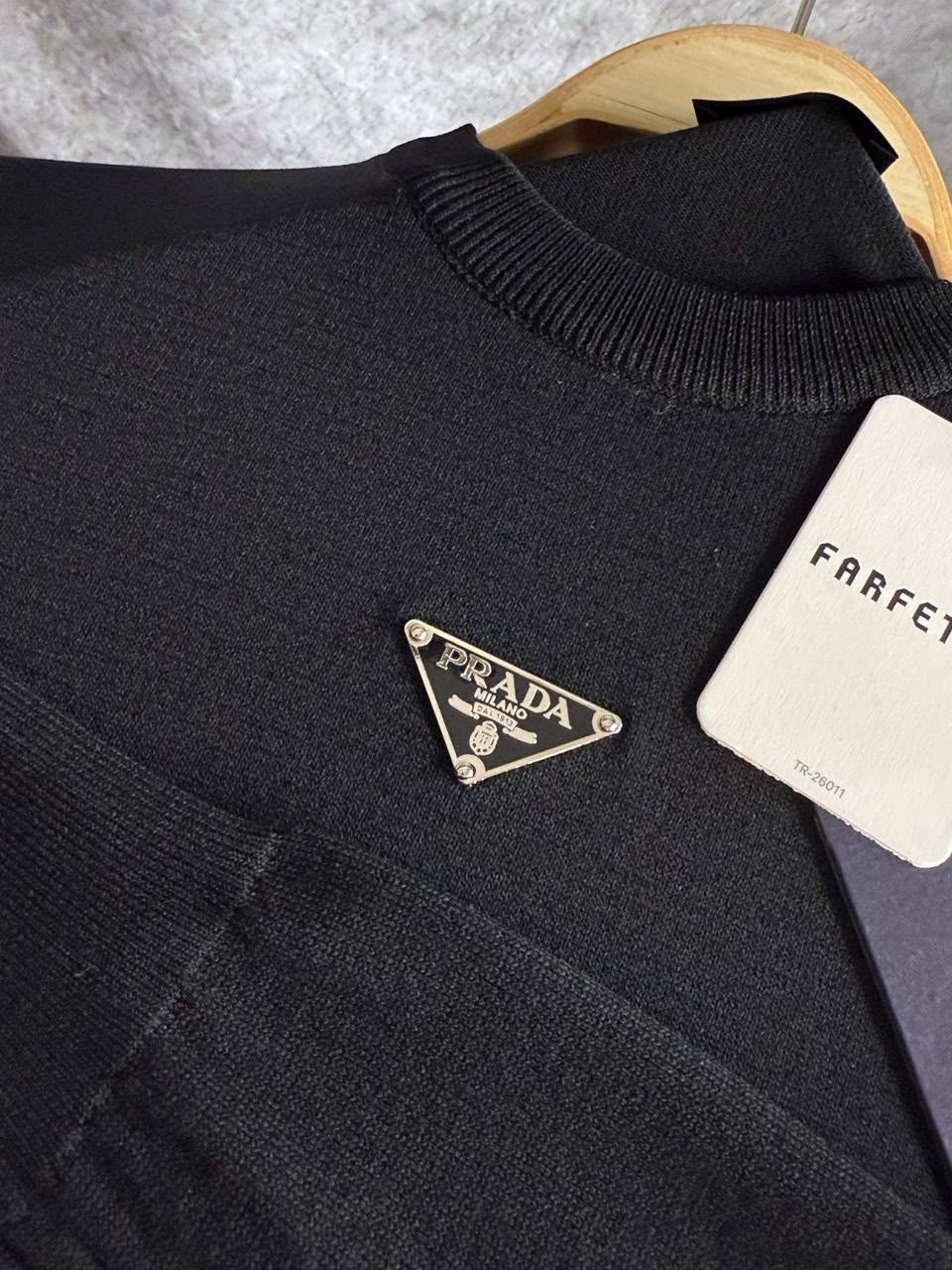 Prada Triangle Logo Knit Sweater – Black