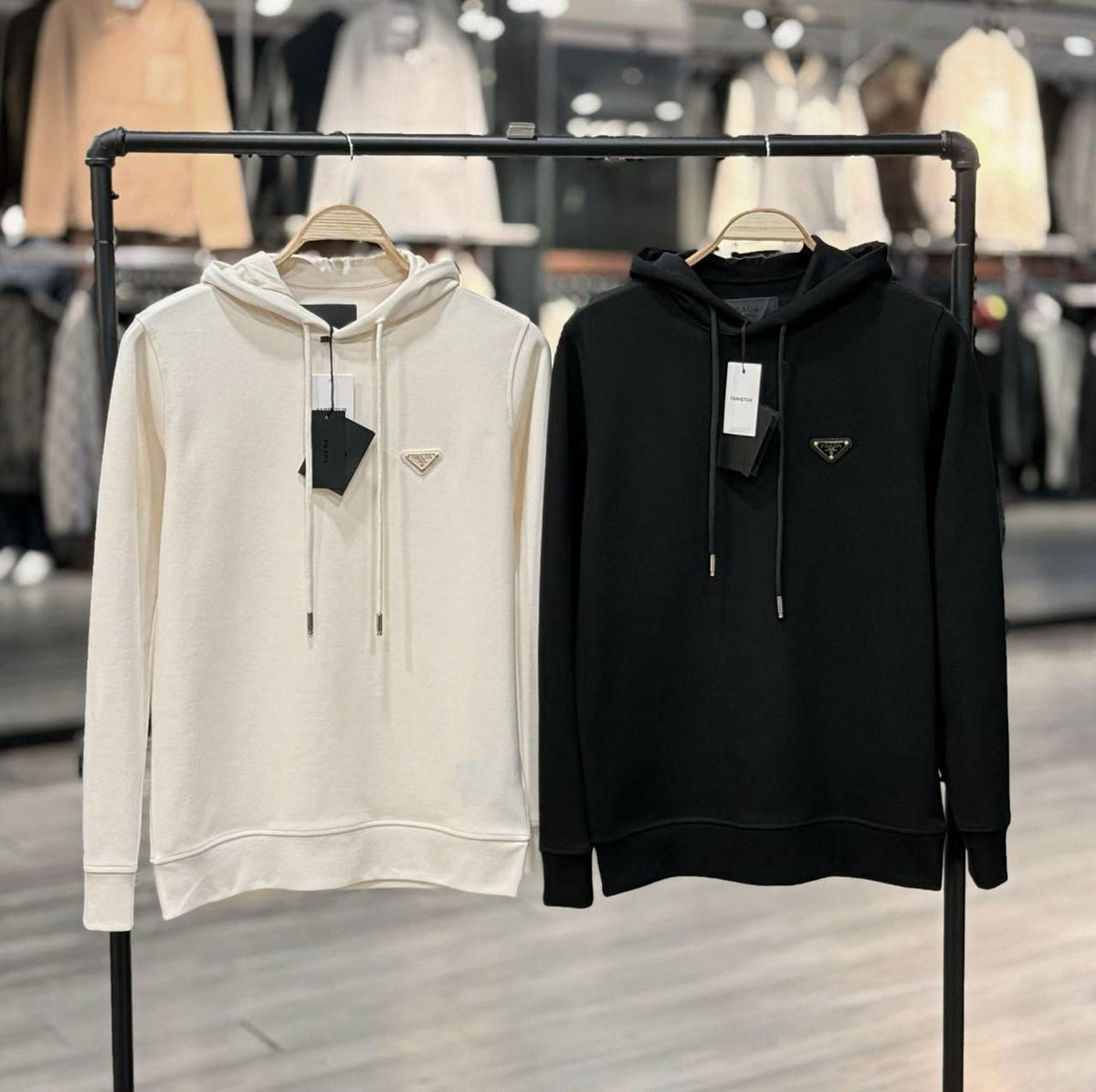 Prada Black Triangle Logo Hoodie