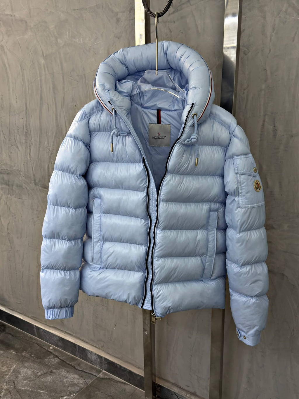 Moncler Hooded Puffer Jacket – Ice Blue