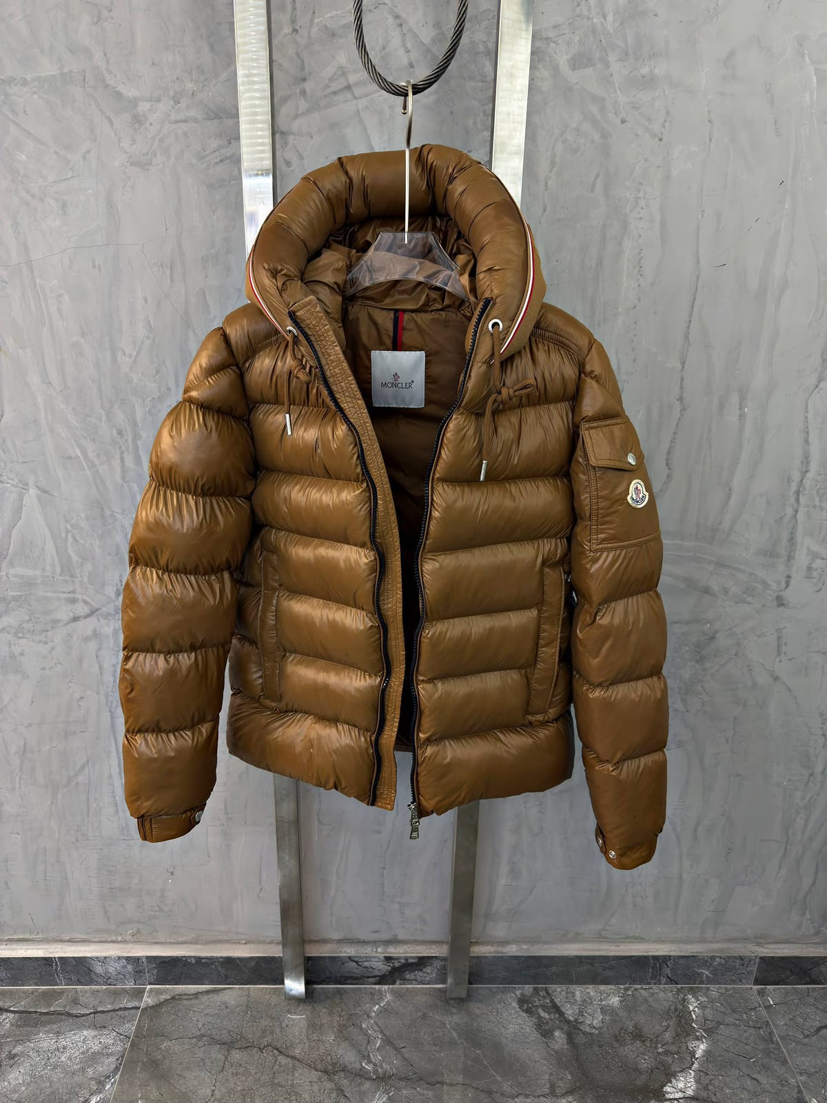 Moncler Hooded Puffer Jacket – Cognac Brown