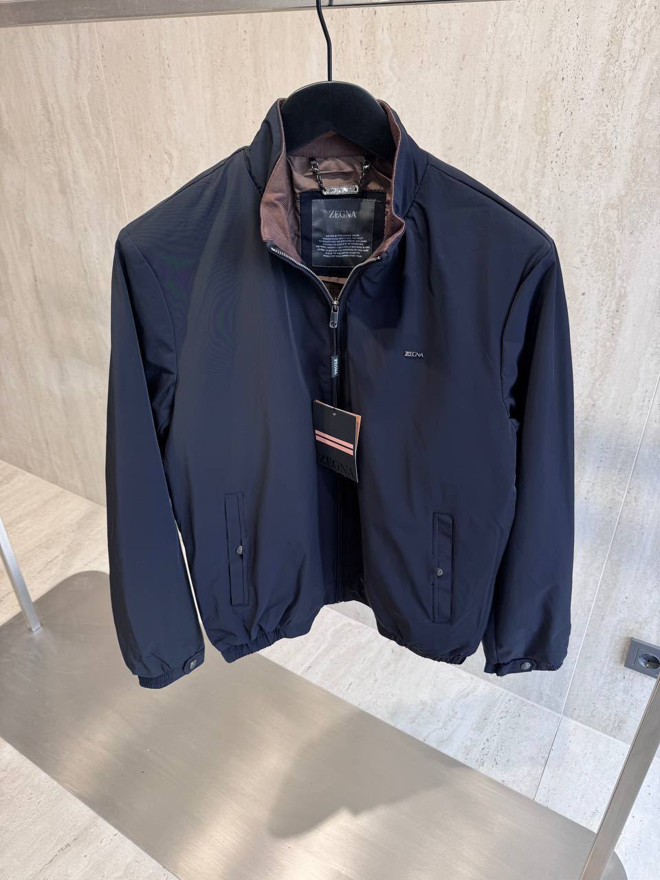 Zegna Classic Zip-Up Jacket – Navy Blue