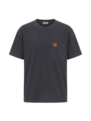 Dior Leather Tag Pocket T-Shirt – Dark Grey