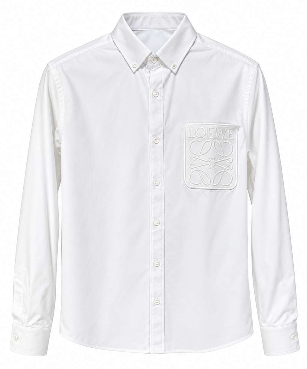 Loewe Anagram Embroidered Long Sleeve Shirt – White