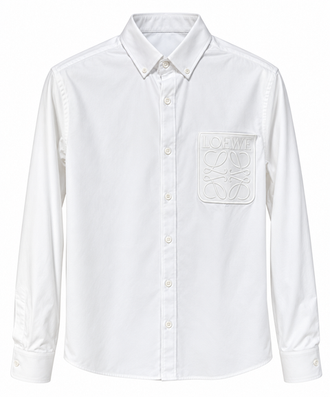 Loewe Anagram Embroidered Long Sleeve Shirt – White