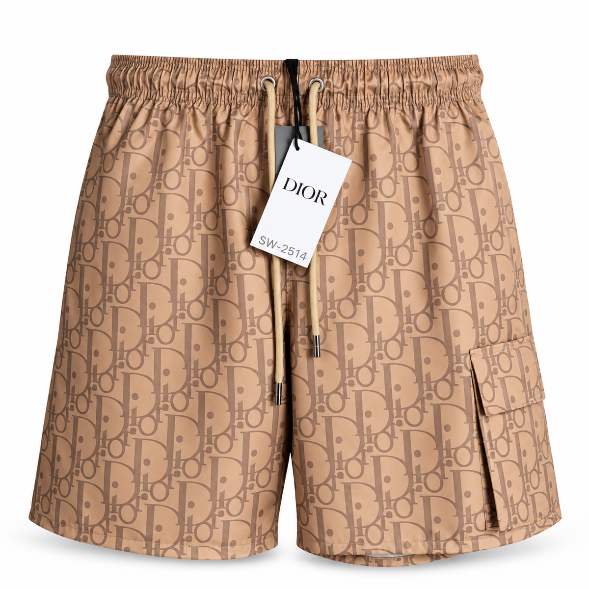 DIOR Monogram Swim Shorts – Beige & Taupe