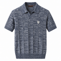 Stefano Ricci Textured Knit Polo – Navy Blue