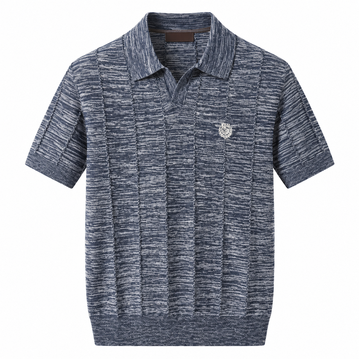Stefano Ricci Textured Knit Polo – Navy Blue