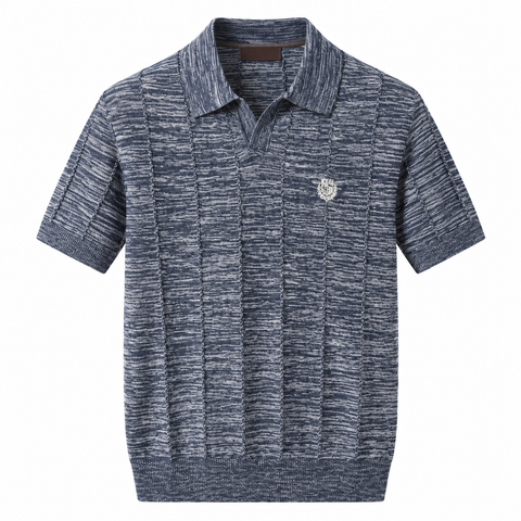 Stefano Ricci Textured Knit Polo – Navy Blue